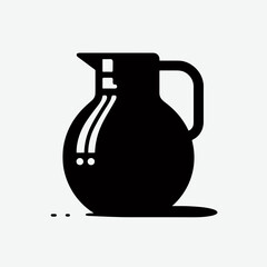 very simple flat and minimalist Water Jug in black on a white background