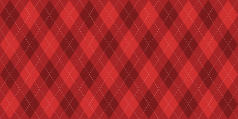 Argyle texture. Red argyle vector pattern. Seamless retro clothing print design. Argyle background.