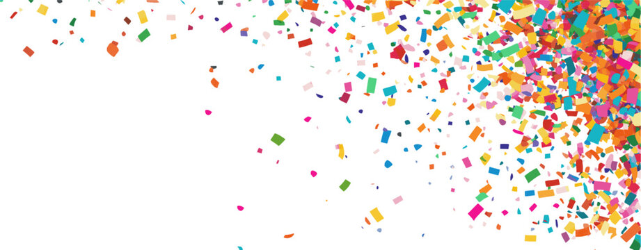 A festive and vibrant explosion of multicolored confetti scattered across a black background, perfect for celebrations, parties, and joyful designs.

