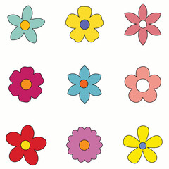 set of flowers vector