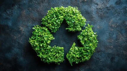 a vibrant recycling symbol made of green grass on a textured earthy surface symbolizing environmental sustainability and conservation ideal for promoting eco friendly and sustainable practices