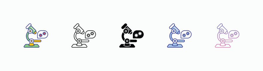 Microscope icons set in different style vector stock 