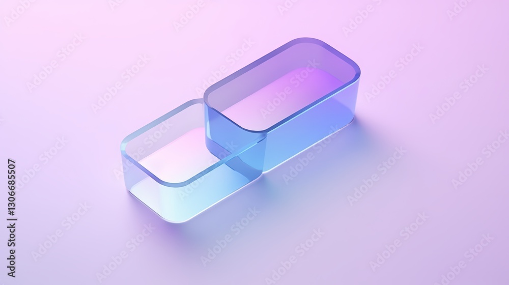Poster Minimalistic 3D Render of Transparent Rectangular Shapes with Soft Color Gradient on Smooth Surface Transparent glass with gradient colors