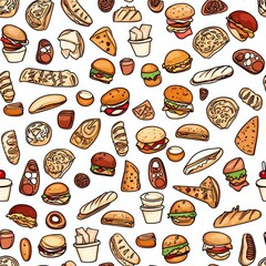 Seamless food pattern wallpaper for home decoration culinary background design playful kitchen environment