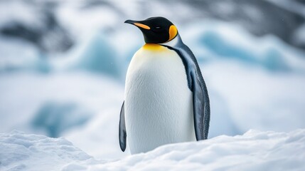 Fototapeta premium In Antarctica, where towering glaciers meet isolated