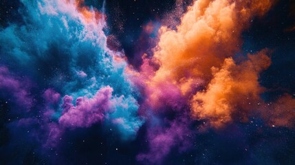 Fototapeta premium Explosion of colorful powder background nebula space.