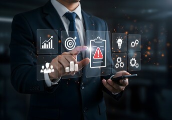 Financial management with advanced digital tools and financial icons