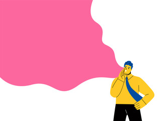 Business man shout to public. Flat vector illustration isolated on white background