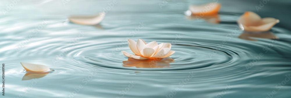 Leinwandbilder serene pastel colors with floating petals on calm water creating a peaceful atmosphere for reflectio