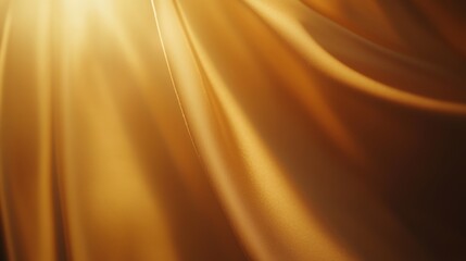 Luxurious gold satin fabric drapes elegantly. Soft folds shimmer. Rich texture. AI generated