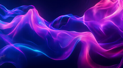 Obraz premium Glowing Abstract Neon Light Waves in Purple and Blue on a Dark Futuristic Background