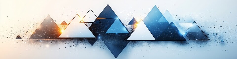 Blue Triangles Abstract Background, LinkedIn cover, copy space, AI Generated