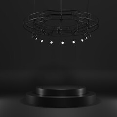 A platform to display your product or sales with spotlight lighting