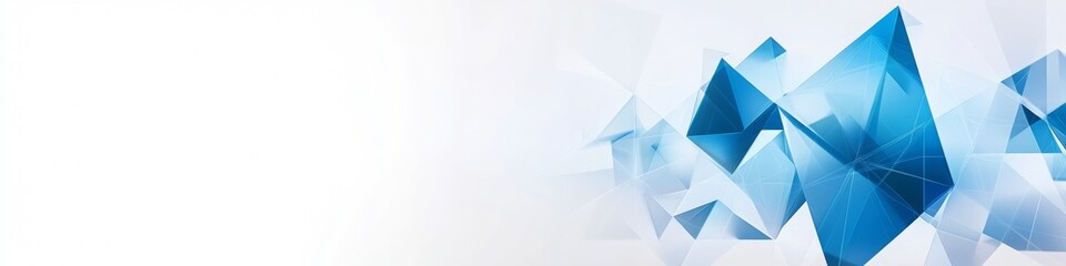 Blue Triangles Abstract Background, LinkedIn cover, copy space, AI Generated