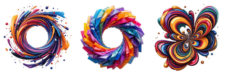 Colorful Abstract Swirling Designs Showcasing Dynamic Shapes
