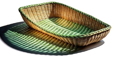 Obraz premium High-contrast bronze sage green pet ramp basket, perfect for food photography.