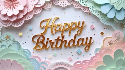 Colorfull birthday greeting for cards design, banner, background cake or else