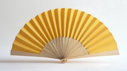 Elegant Yellow Folding Hand Fan - Traditional Stylish Accessory