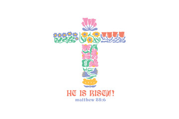 He is risen, Boho Christian Floral SVG t Shirt Design