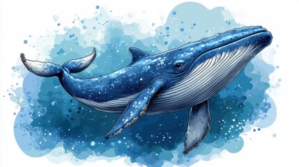 Fototapeta premium blue whale isolated,cartoon illustration style