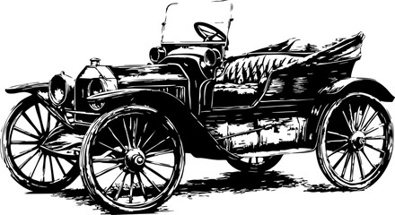 Fototapeta premium Vintage vector illustration of a classic car with intricate details, ideal for retro-themed designs or automotive projects.