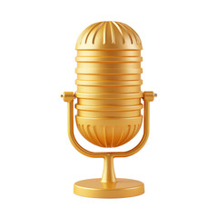 Vintage Gold Microphone with Ribbed Design on Stand