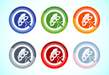 Soy or soya free icon design illustration. Soy allergen free product food sign, 6 color button design set