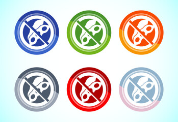 Soy or soya free icon design illustration. Soy allergen free product food sign, 6 color button design set