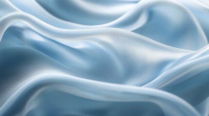 Obraz premium Elegant light blue silk fabric drapes smoothly in soft waves. AI generated