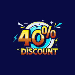 40 percent discount banner, Sale offer sign. Special offer symbol. Discount promotion