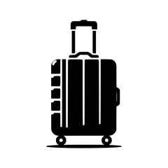 Silhouette suitcase icon, travel and vacation representation, luggage symbol