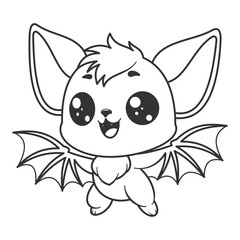 Cute bat feels happy, for coloring