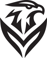 Bold Tribal Eagle Head Vector Logo in Black and White

