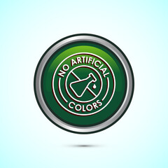 No artificial colors icon design illustration, Artificial color free symbol, Natural product, Green color round button design