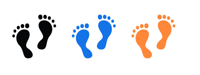 Footprints symbol set, Footprints icon isolated on white