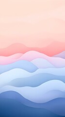 Obraz premium Abstract Pastel Landscape Wavy Hills and Soft Peach Sky