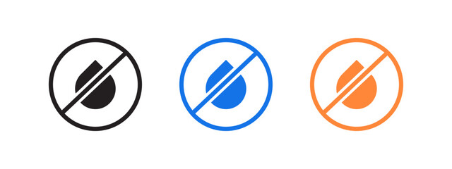 no water or oil icon set