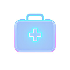 Fototapeta premium Nurse medical kit holographic 3D icon. neon symbol vector illustration isolated on white background. Generative AI