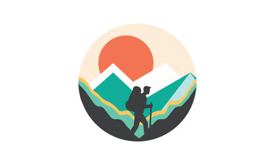 Hiking logo. trekking logo for t-shirt , Outdoor event logo, Adventure life slihoutte , Ready for print