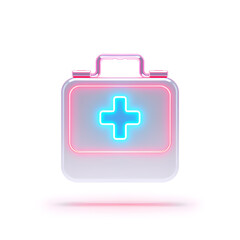 Fototapeta premium Nurse medical kit holographic 3D icon. neon symbol vector illustration isolated on white background. Generative AI
