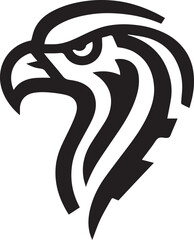 Bold Tribal Eagle Head Vector Logo in Black and White

