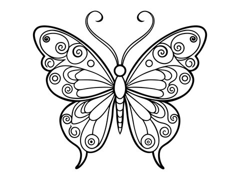 Detailed ornamental sketch of a moth. Hand-drawn decorative insect in doodle style. Stylized mehndi ornament for tattoo, print, design for room, cover, book, and coloring page.