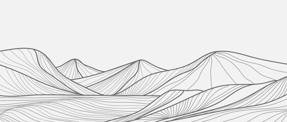 Mountain line arts illustration. Hand drawn style. Abstract mountain contemporary aesthetic backgrounds landscapes. use for print art, poster, cover, banner