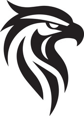 Bold Tribal Eagle Head Vector Logo in Black and White


