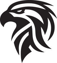 Bold Tribal Eagle Head Vector Logo in Black and White

