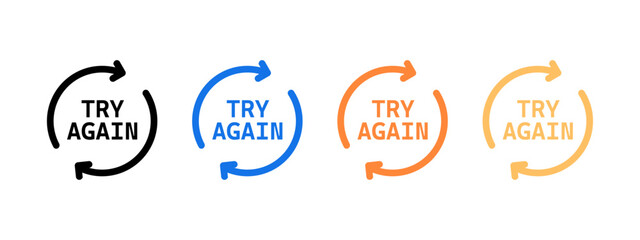 Try again text symbol icon set