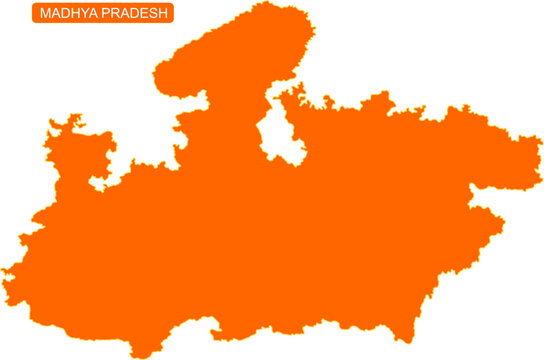 Map of Indian state Madhya Pradesh in solid orange color