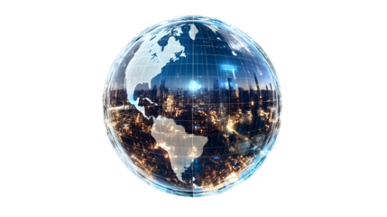 Digital globe on transparent background