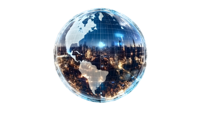 Digital globe on transparent background - Powered by Adobe