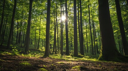 Obraz premium Vibrant forest with trees and rich soil working together